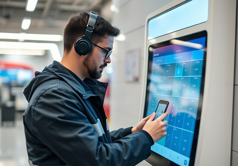 Terminal de autoservicio con protección anti-skimming instalada